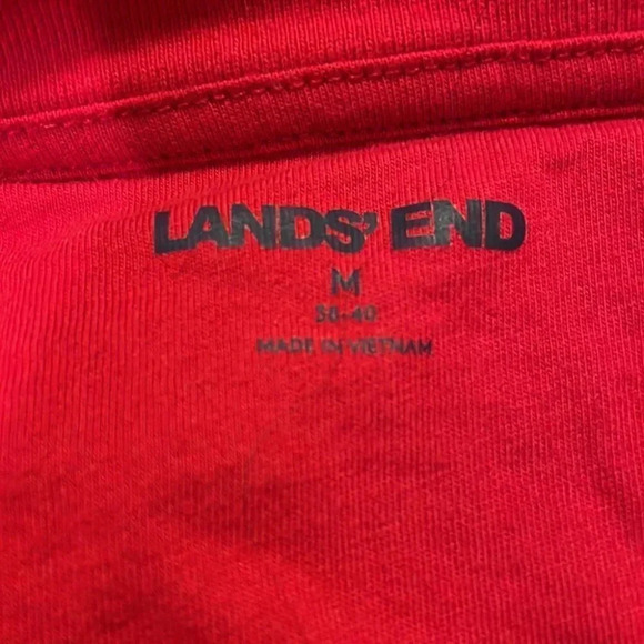 Lands End Henley Button Front Long Sleeve Cotton Shirt Mens Medium Red Soft - Picture 5 of 7